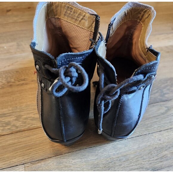 Women's Aetrex Sz 9M Leather Ankle Boots Gray Black Booties EE907W Patchwork - Picture 12 of 16